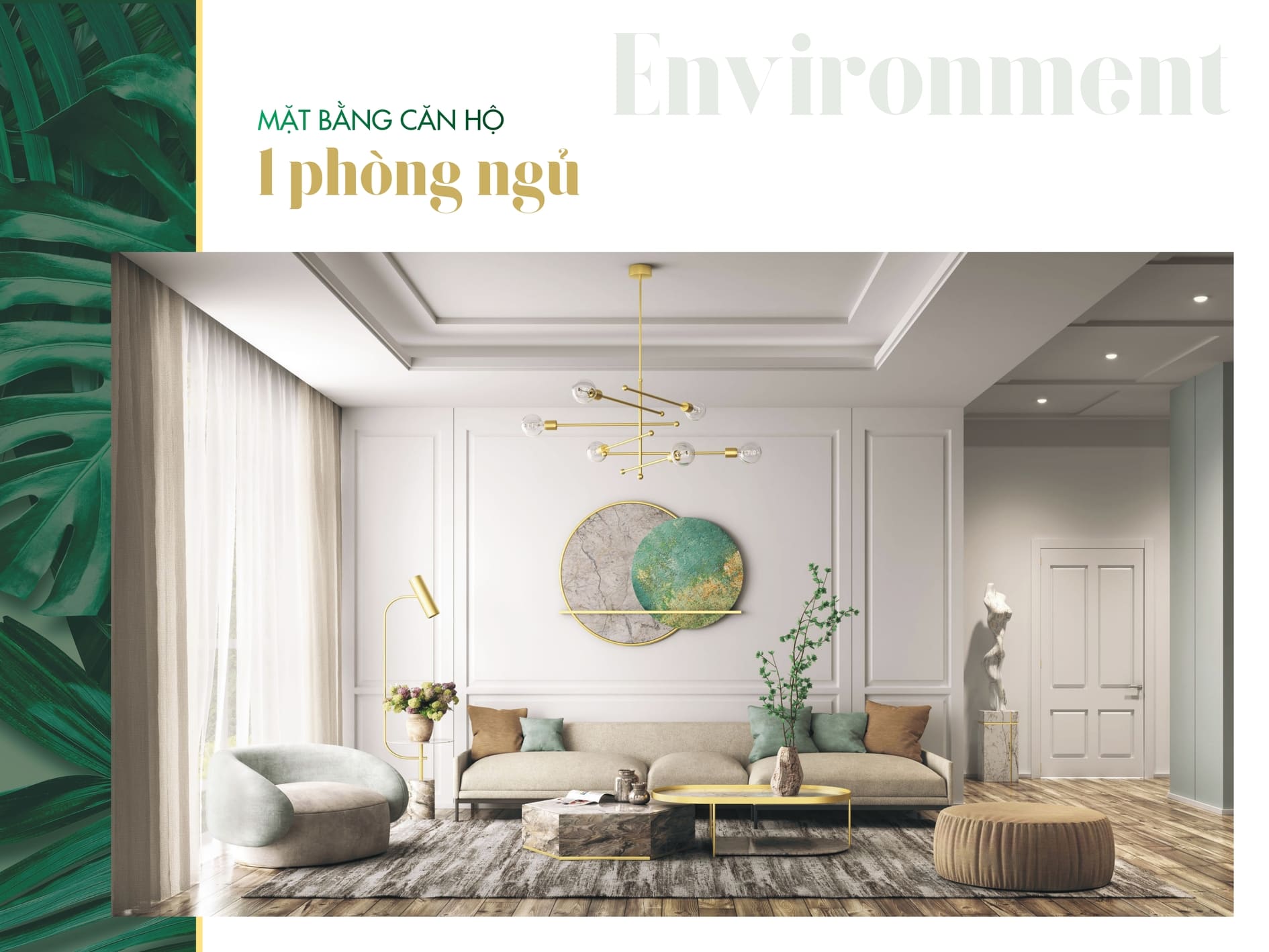 Mặt bằng tổng thể không gian căn hộ 1 phòng ngủ The Park Avenue Quận 11