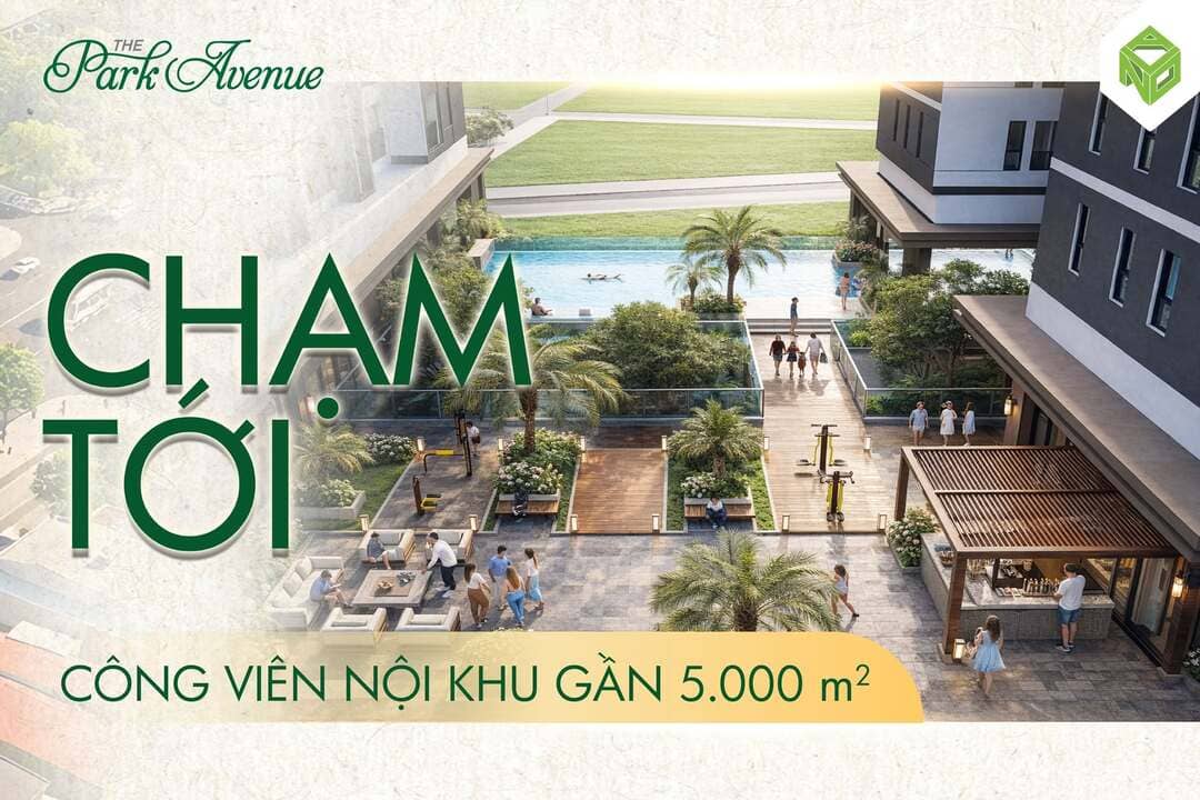 Phối cảnh công viên cây xanh nội khu quy mô gần 5.000 m2 tại The Park Avenue